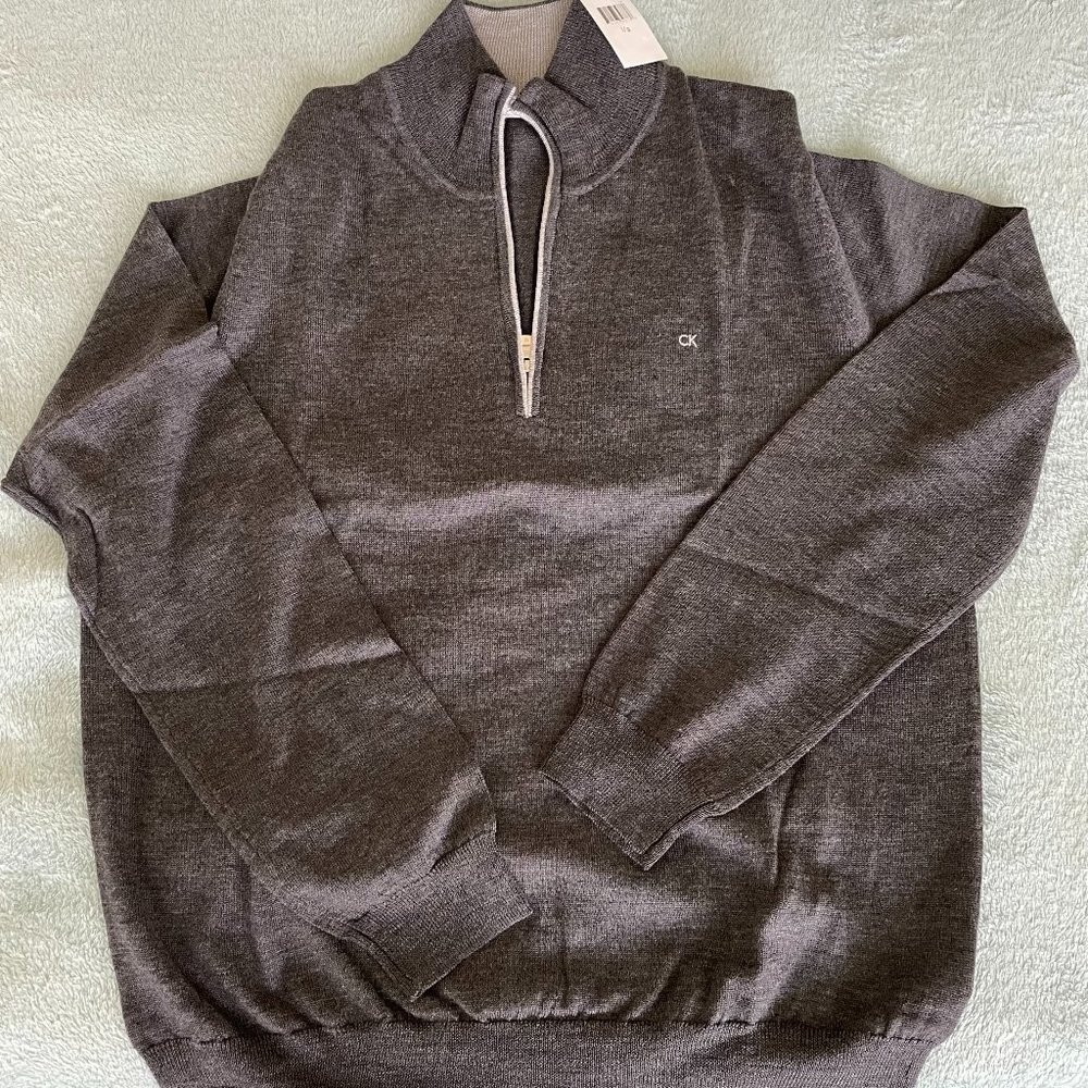 NEW Calvin Klein Men's Sweater with Zipper Charcoal Size Large